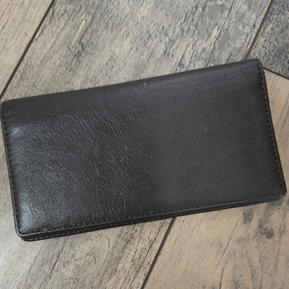 Coach Brown Leather Check Book Cover - Picture 2 of 10